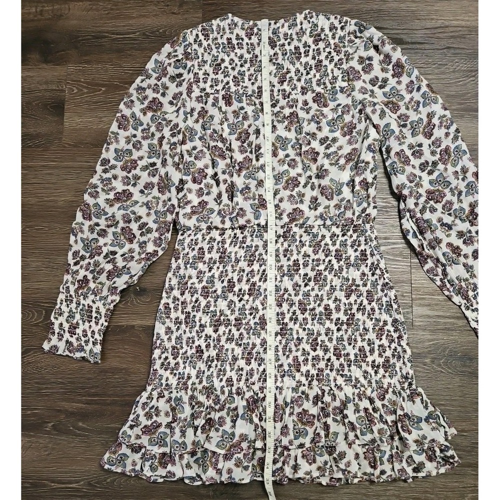 Veronica Beard Saera Floral Print Smocked Chiffon Minidress Sz 6 - Picture 9 of 13
